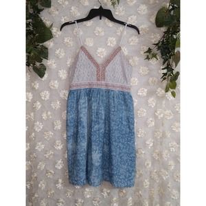 Women's Flying Tomato Tank Dress White Red Blue Lace Paisley Size Large